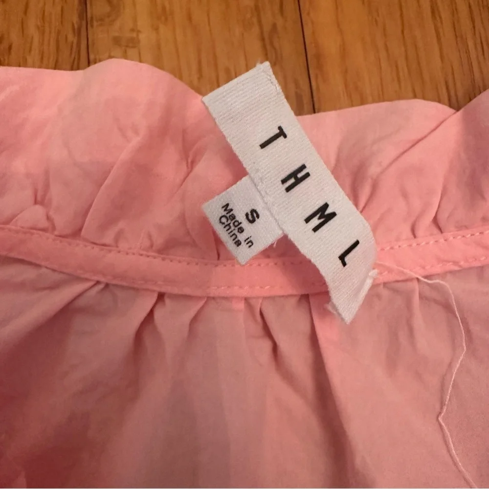 THML Gwen puff sleeve top in pink size S (c5)